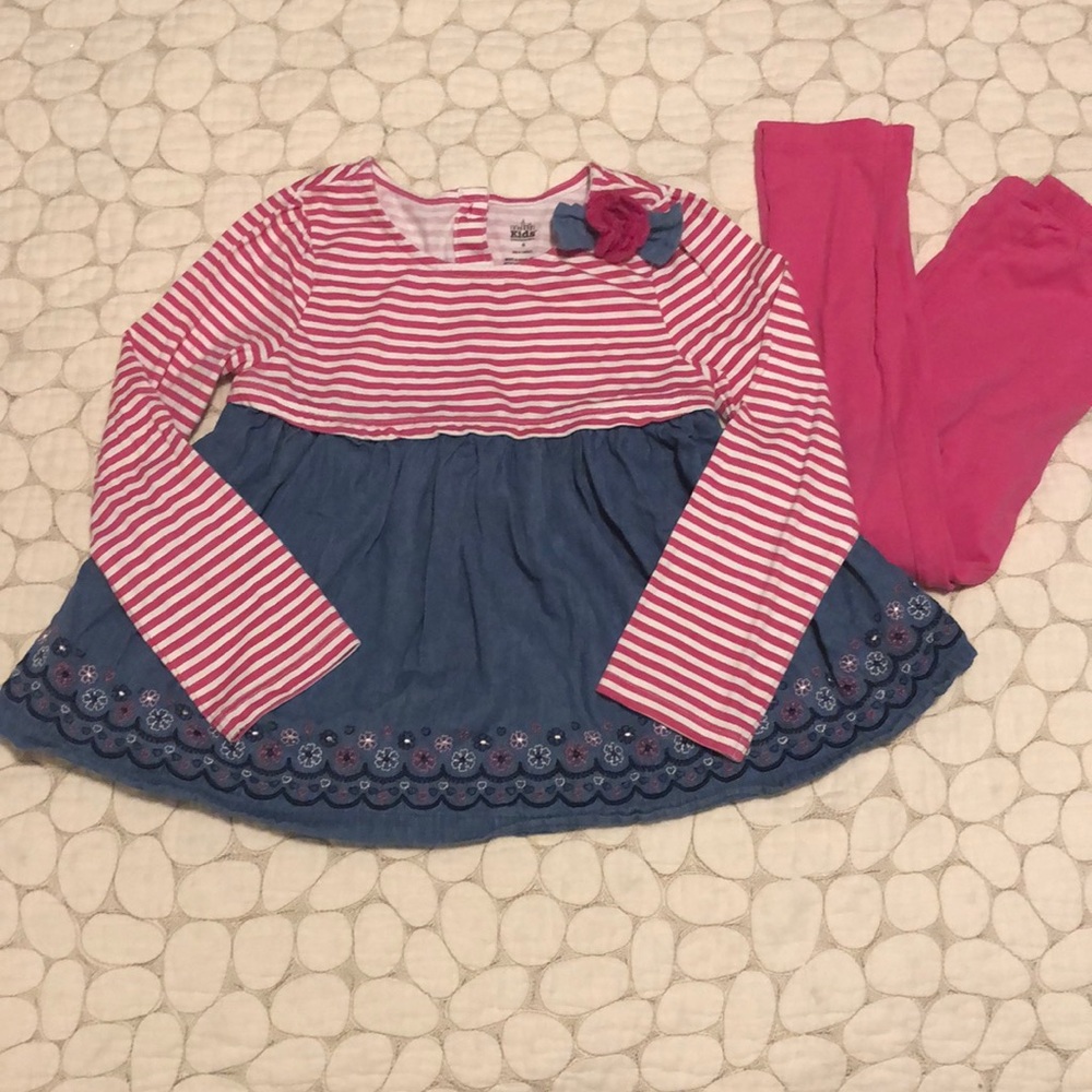 Kids headquarters girls top and leggings set